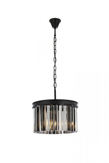 Sydney 3 light Matte Black Pendant Silver Shade (Grey) Royal Cut Crystal (758|1208D16MB-SS/RC)