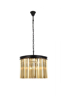 Sydney 6 light Matte Black Pendant Golden Teak (Smoky) Royal Cut Crystal (758|1208D20MB-GT/RC)