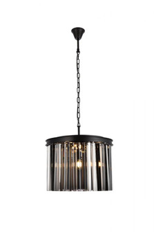 Sydney 6 light Matte Black Pendant Silver Shade (Grey) Royal Cut Crystal (758|1208D20MB-SS/RC)