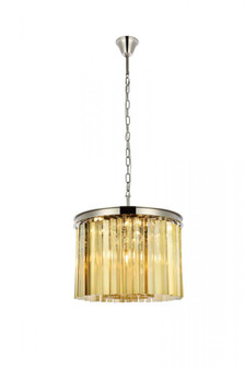 Sydney 6 light polished nickel Pendant Golden Teak (Smoky) Royal Cut Crystal (758|1208D20PN-GT/RC)