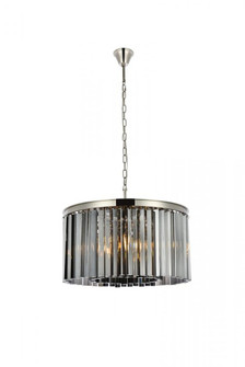 Sydney 8 light polished nickel Chandelier Silver Shade (Grey) Royal Cut Crystal (758|1208D26PN-SS/RC)