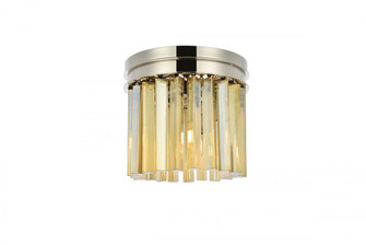 Sydney 3 light polished nickel Flush Mount Golden Teak (Smoky) Royal Cut Crystal (758|1208F12PN-GT/RC)