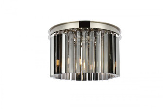 Sydney 3 light polished nickel Flush Mount Silver Shade (Grey) Royal Cut Crystal (758|1208F16PN-SS/RC)