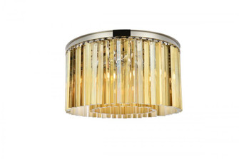 Sydney 8 light polished nickel Flush Mount Golden Teak (Smoky) Royal Cut Crystal (758|1208F26PN-GT/RC)