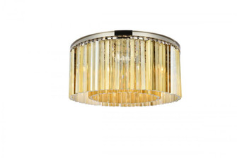 Sydney 8 light polished nickel Flush Mount Golden Teak (Smoky) Royal Cut Crystal (758|1208F31PN-GT/RC)