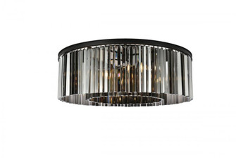 Sydney 10 light Matte Black Flush Mount Silver Shade (Grey) Royal Cut Crystal (758|1208F43MB-SS/RC)
