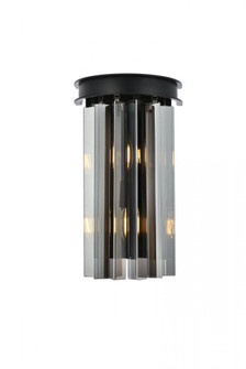 Sydney 2 light Matte Black Wall Sconce Silver Shade (Grey) Royal Cut Crystal (758|1208W8MB-SS/RC)