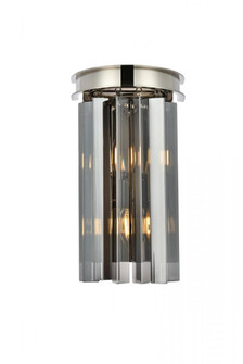 Sydney 2 light polished nickel Wall Sconce Silver Shade (Grey) Royal Cut Crystal (758|1208W8PN-SS/RC)