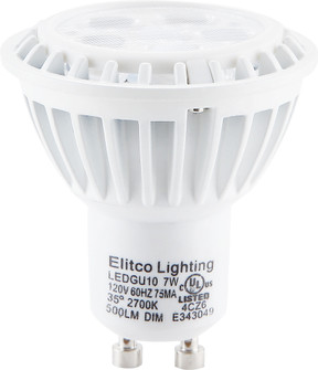 LED GU10 120V 7W 3000K 25°DIM WHITE (758|GU-7-D-30-25)