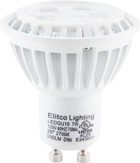 LED GU10 120V 7W 3000K 35°DIM WHITE (758|GU-7-D-30-35)