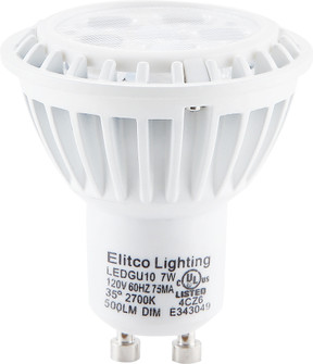 LED GU10 120V 7W 4100K 35°DIM WHITE (758|GU-7-D-41-35)