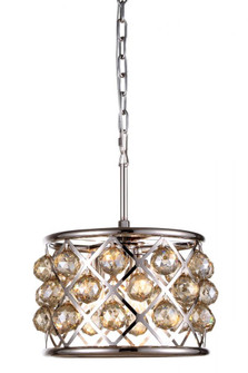 Madison 3 light polished Nickel Pendant Golden Teak (Smoky) Royal Cut Crystal (758|1214D12PN-GT/RC)
