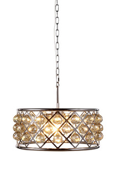 Madison 5 Light Polished Nickel Chandelier Golden Teak (Smoky) Royal Cut Crystal (758|1214D20PN-GT/RC)