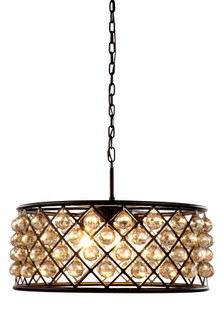 Madison 6 Light Matte Black Chandelier Golden Teak (Smoky) Royal Cut Crystal (758|1214D25MB-GT/RC)