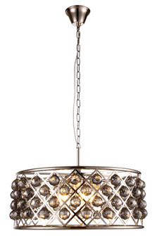 Madison 6 Light Polished Nickel Chandelier Silver Shade (Grey) Royal Cut Crystal (758|1214D25PN-SS/RC)