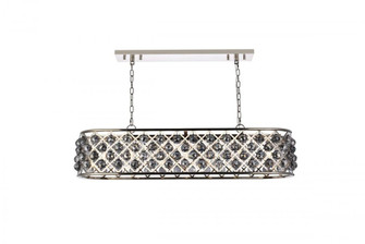Madison 7 light polished Nickel Chandelier Silver Shade (Grey) Royal Cut Crystal (758|1216G50PN-SS/RC)