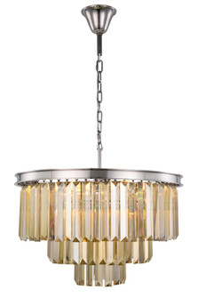 Sydney 9 Light Polished Nickel Chandelier Golden Teak (Smoky) Royal Cut Crystal (758|1231D26PN-GT/RC)