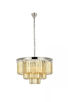Sydney 9 light polished nickel Chandelier Golden Teak (Smoky) Royal Cut Crystal (758|1231D26PN-GT/RC)