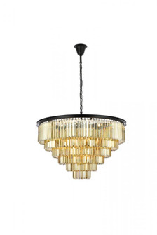 Sydney 33 light Matte Black Chandelier Golden Teak (Smoky) Royal Cut Crystal (758|1231D44MB-GT/RC)