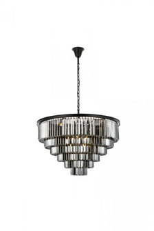 Sydney 33 light Matte Black Chandelier Silver Shade (Grey) Royal Cut Crystal (758|1231D44MB-SS/RC)