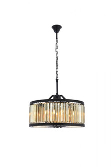 Chelsea 8 light Matte Black Chandelier Golden Teak (Smoky) Royal Cut Crystal (758|1233D28MB-GT/RC)