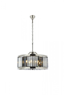 Chelsea 8 light polished nickel Chandelier Silver Shade (Grey) Royal Cut Crystal (758|1233D28PN-SS/RC)