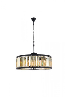 Chelsea 10 light Matte Black Chandelier Golden Teak (Smoky) Royal Cut Crystal (758|1233D35MB-GT/RC)