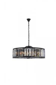 Chelsea 10 light Matte Black Chandelier Silver Shade (Grey) Royal Cut Crystal (758|1233G43MB-SS/RC)