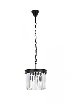 Sydney 3 light Matte Black Pendant Clear Royal Cut Crystal (758|1238D12MB/RC)