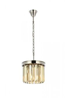 Sydney 3 light polished nickel Pendant Golden Teak (Smoky) Royal Cut Crystal (758|1238D12PN-GT/RC)