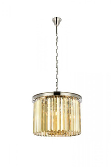 Sydney 6 light polished nickel Pendant Golden Teak (Smoky) Royal Cut Crystal (758|1238D20PN-GT/RC)