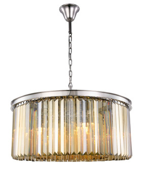 Sydney 8 Light Polished Nickel Chandelier Golden Teak (Smoky) Royal Cut Crystal (758|1238D31PN-GT/RC)