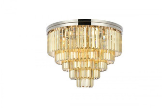 Sydney 17 light polished nickel Flush Mount Golden Teak (Smoky) Royal Cut Crystal (758|1231F32PN-GT/RC)
