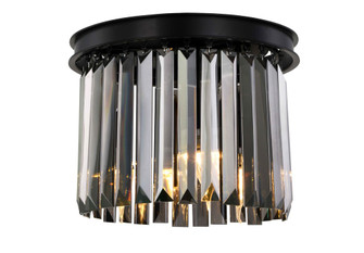 Sydney 3 Light Matte Black Flush Mount Silver Shade (Grey) Royal Cut Crystal (758|1238F12MB-SS/RC)