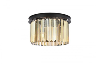 Sydney 3 light Matte Black Flush Mount Golden Teak (Smoky) Royal Cut Crystal (758|1238F16MB-GT/RC)