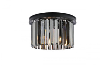 Sydney 3 light Matte Black Flush Mount Silver Shade (Grey) Royal Cut Crystal (758|1238F16MB-SS/RC)