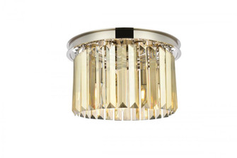 Sydney 3 light polished nickel Flush Mount Golden Teak (Smoky) Royal Cut Crystal (758|1238F16PN-GT/RC)