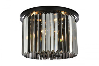 Sydney 6 light Matte Black Flush Mount Silver Shade (Grey) Royal Cut Crystal (758|1238F20MB-SS/RC)