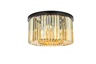Sydney 8 light Matte Black Flush Mount Golden Teak (Smoky) Royal Cut Crystal (758|1238F26MB-GT/RC)