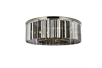Sydney 10 light polished nickel Flush Mount Silver Shade (Grey) Royal Cut Crystal (758|1238F43PN-SS/RC)