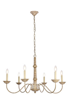 Merritt Collection Chandelier D35 H21.6 Lt:6 Weathered Dove Finish (758|LD6007D35WD)