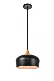 Nora Collection Pendant D11.5in H9in Lt:1 Black and natural wood finish (758|LDPD2005)