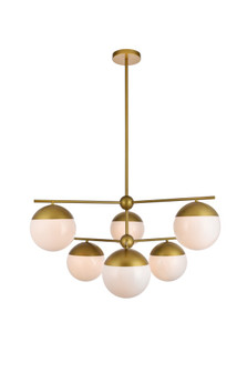 Eclipse 6 Lights Brass Pendant With Frosted White Glass (758|LD6144BR)