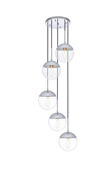 Eclipse 5 Lights Chrome Pendant with Clear Glass (758|LD6077C)
