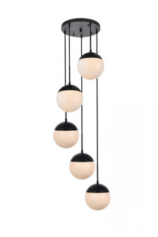 Eclipse 5 Lights Black Pendant With Frosted White Glass (758|LD6074BK)
