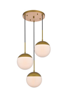 Eclipse 3 Lights Brass Pendant with Frosted White Glass (758|LD6072BR)