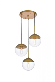 Eclipse 3 Lights Brass Pendant With Clear Glass (758|LD6073BR)
