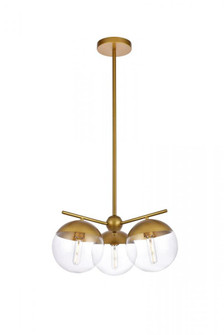 Eclipse 3 Lights Brass Pendant With Clear Glass (758|LD6133BR)