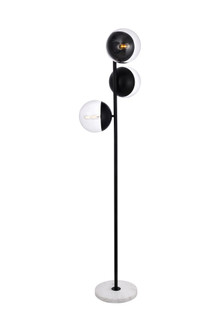 Eclipse 3 Lights Black Floor Lamp with Clear Glass (758|LD6159BK)