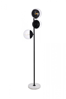 Eclipse 3 Lights Black Floor Lamp With Clear Glass (758|LD6159BK)